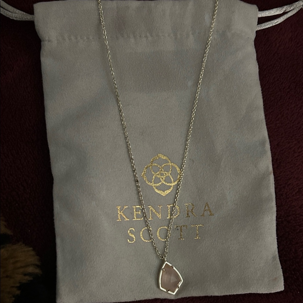 Kendra Scott Silver Necklace with Blush Pendant